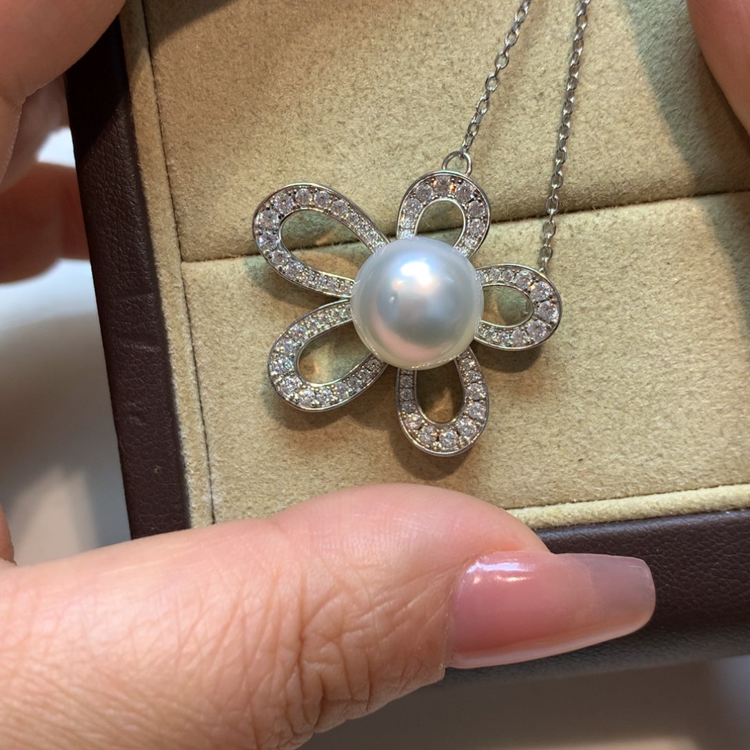 海水珍珠颈饰银S925镶嵌