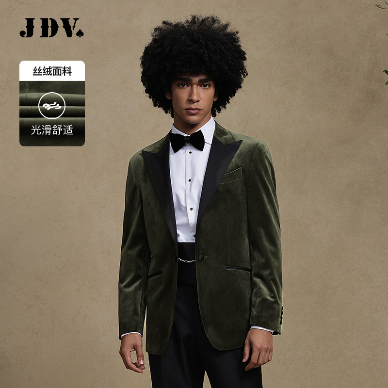JDV男装复古千鸟格西装外套2025年秋季新款中厚英伦风单排扣西服