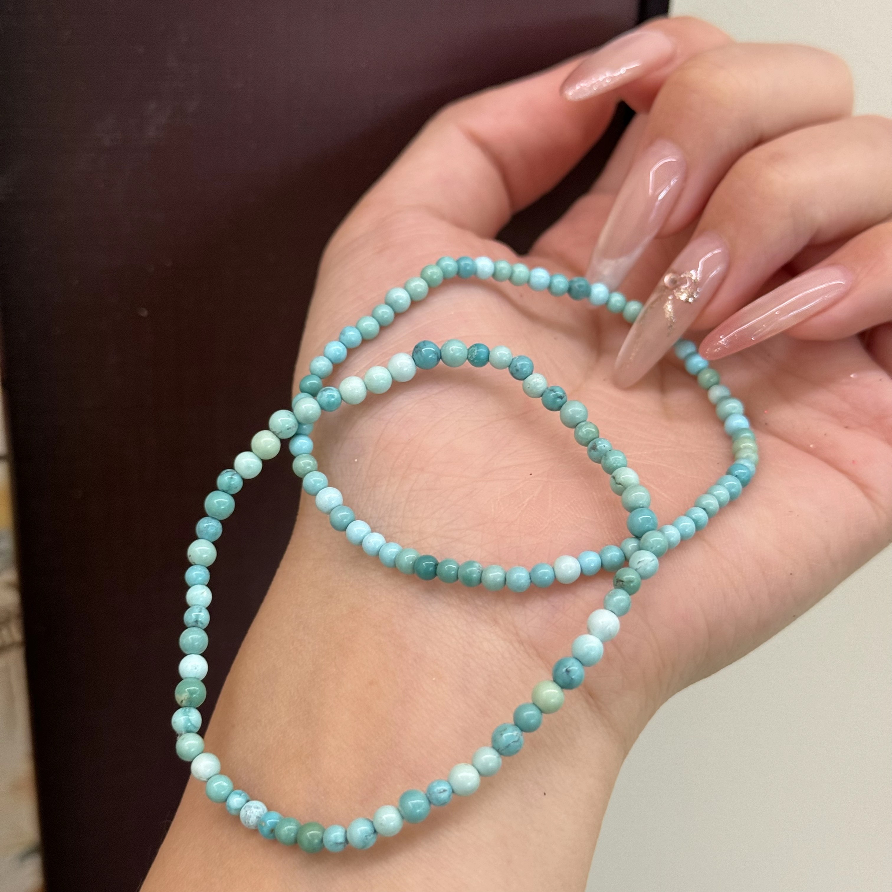 星俊|绿松单圈圆珠手串尺寸约3mm+【多样性发一件 】  24-2JH236X50