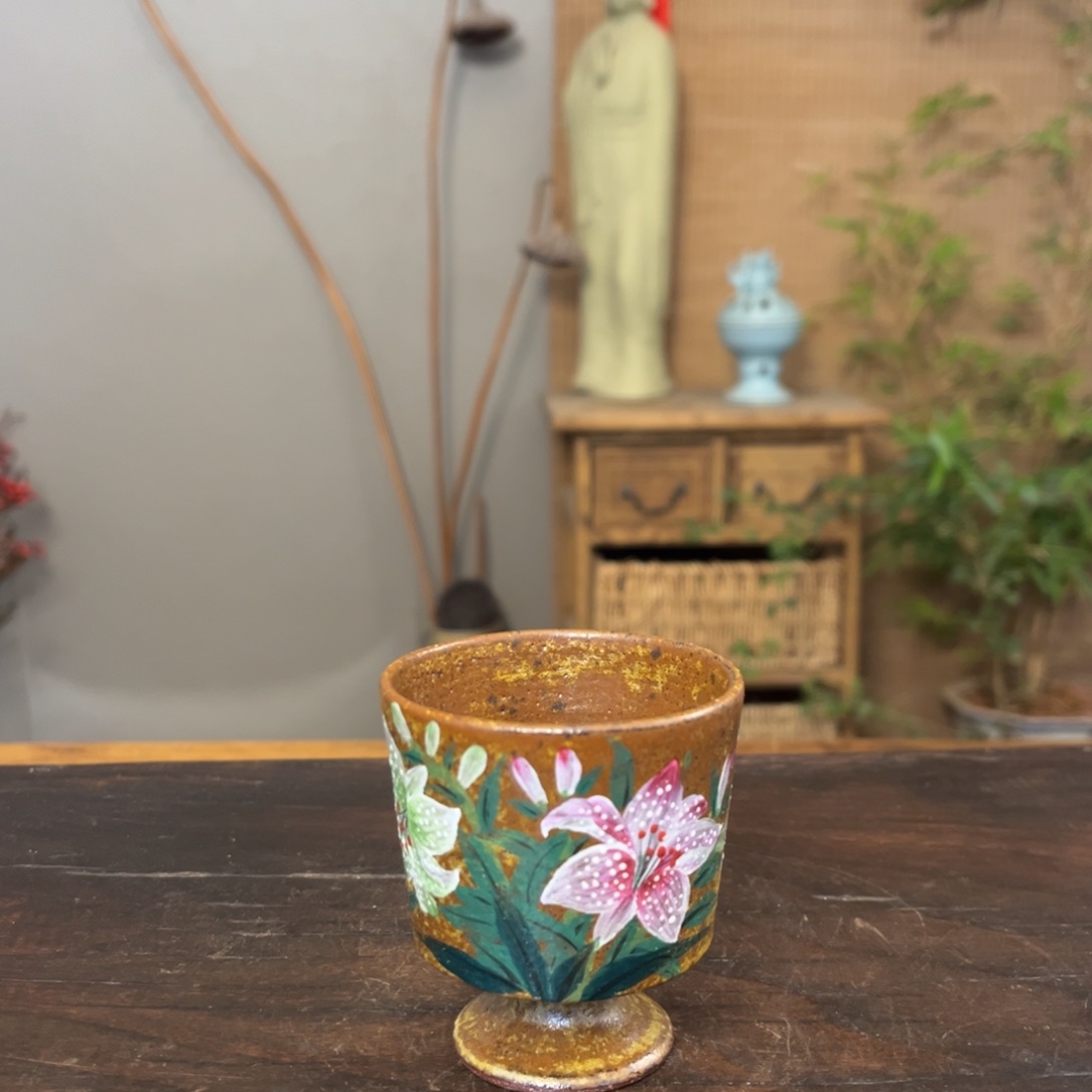 杯柴烧手工手绘陶瓷