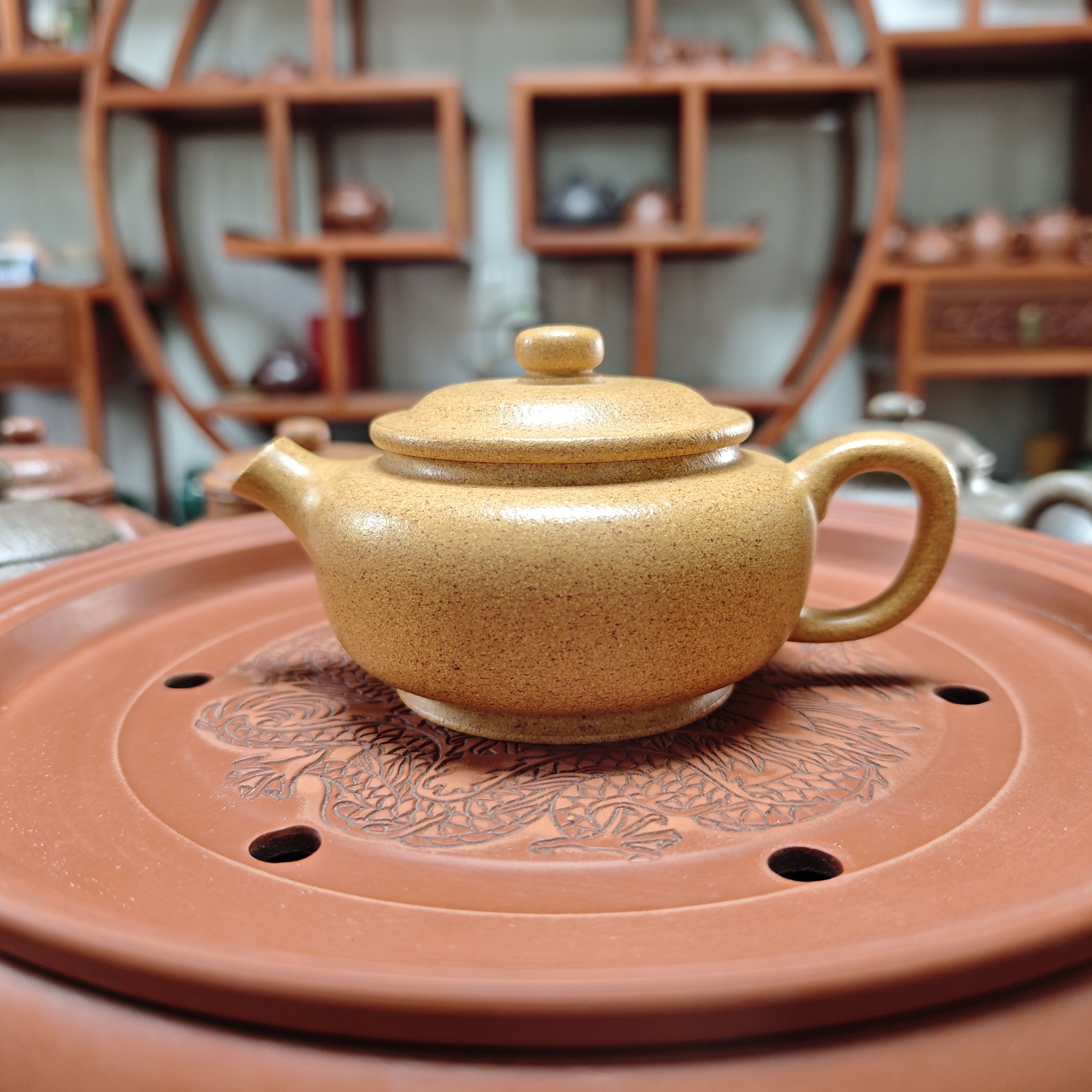 宜兴原矿黄金段巨轮壶纯手工红泥紫砂壶茶具泥壶泡茶壶全手工手制