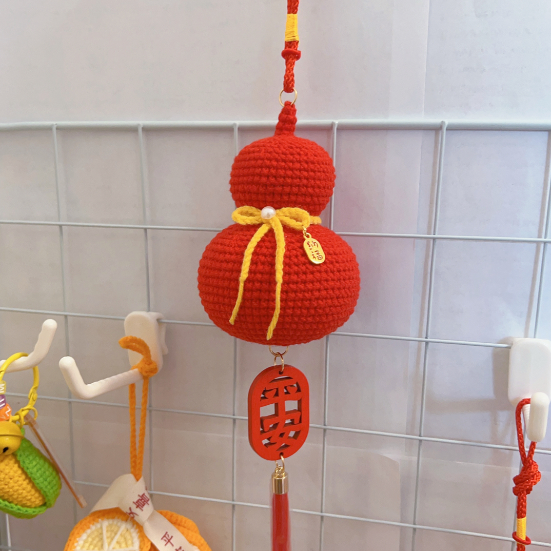 成品手工毛线钩织福禄葫芦车载挂件DIY装饰手工编织葫芦挂件
