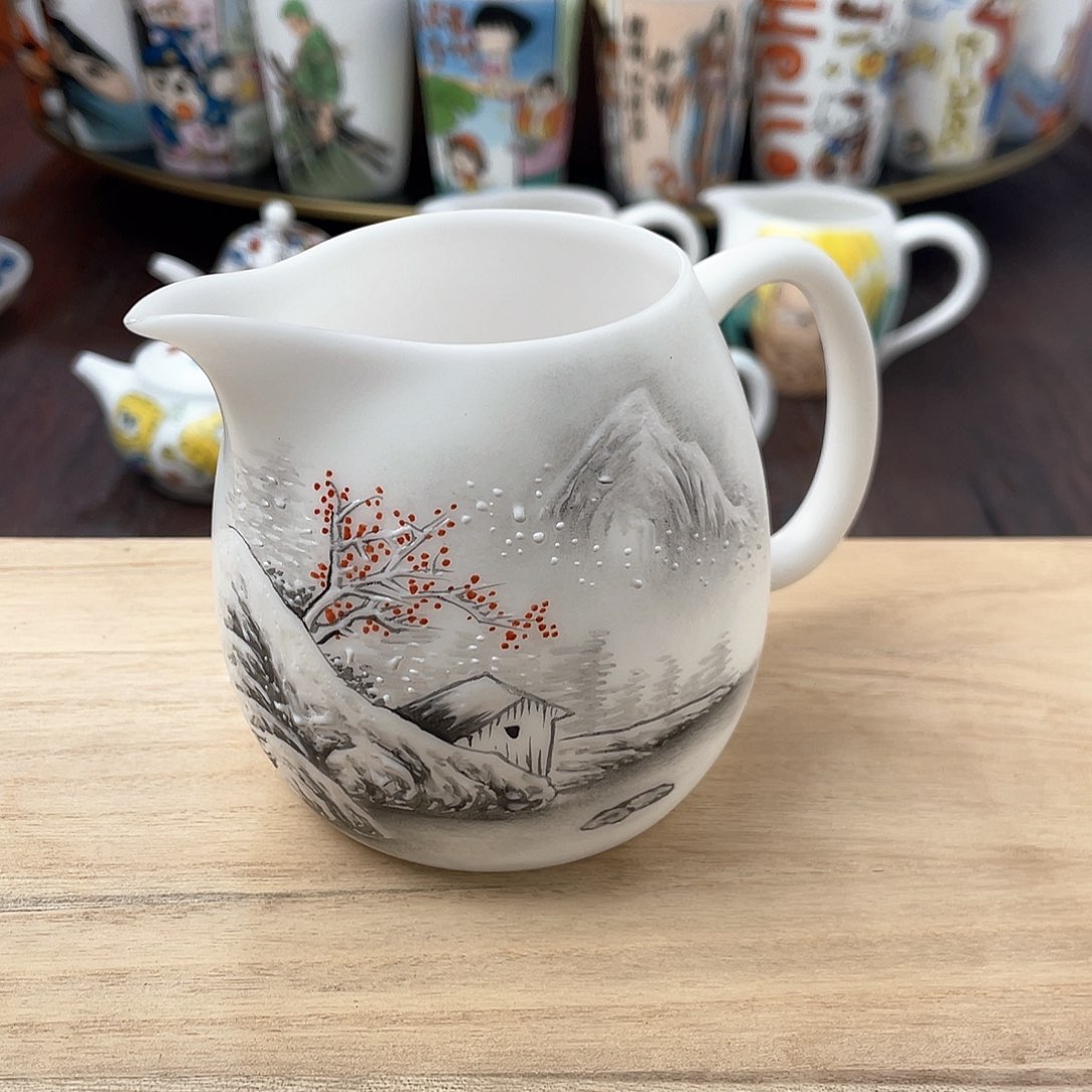 冰种素烧手绘公道杯