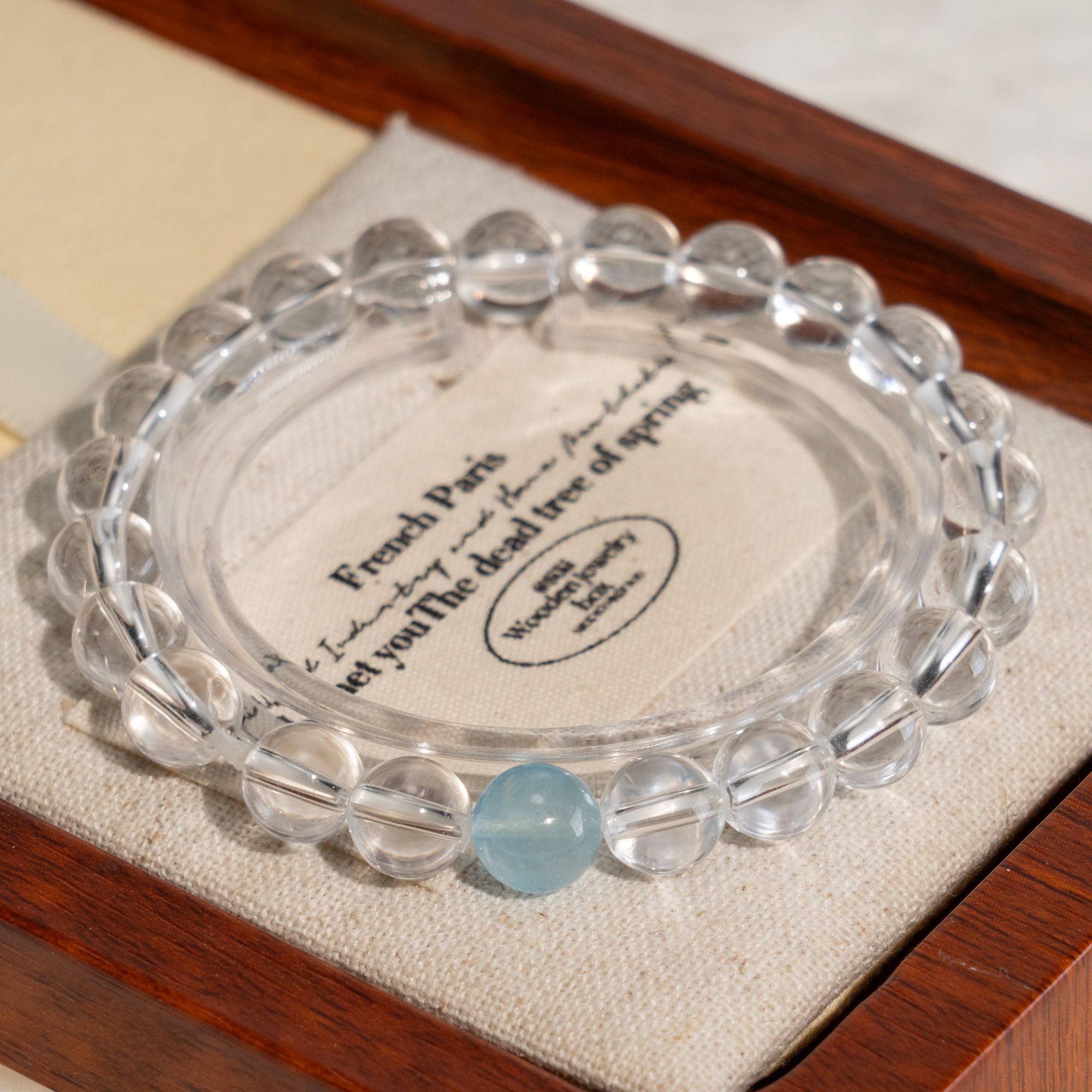 【星辰初吻】露思天然白水晶海蓝宝入门级手链温柔清冷感