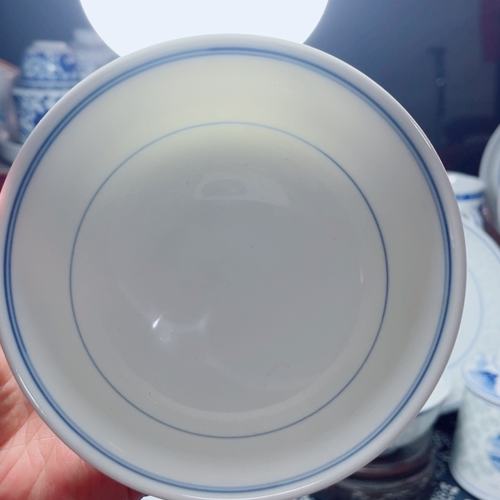 青花玲珑5.5寸饭碗蓝边