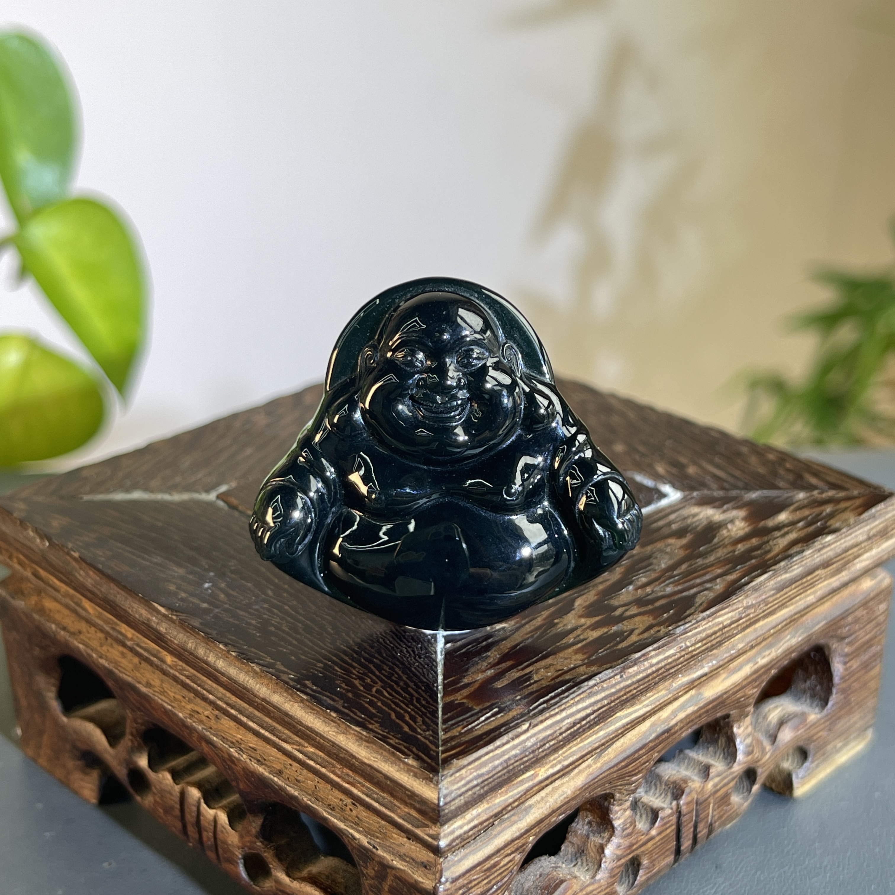 JXB15-166 黑色天然翡翠A货  黑-佛公