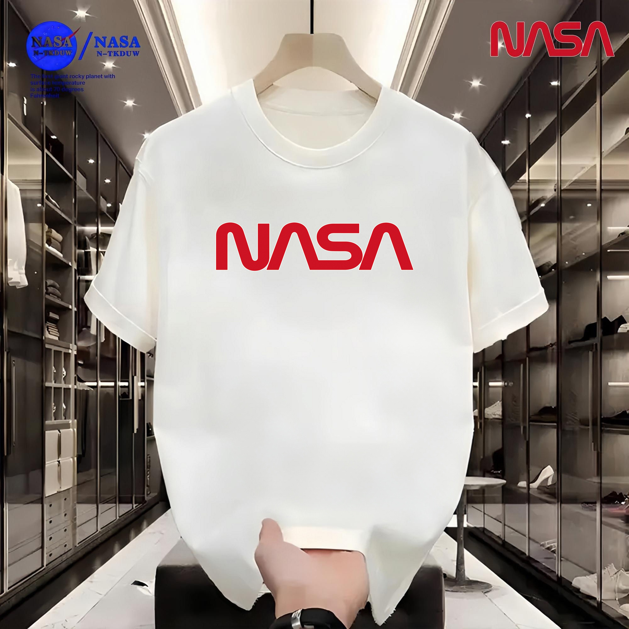 10-D16NASA联名重磅T恤男女同款时尚百搭圆领t恤短袖【红NASA】A-01