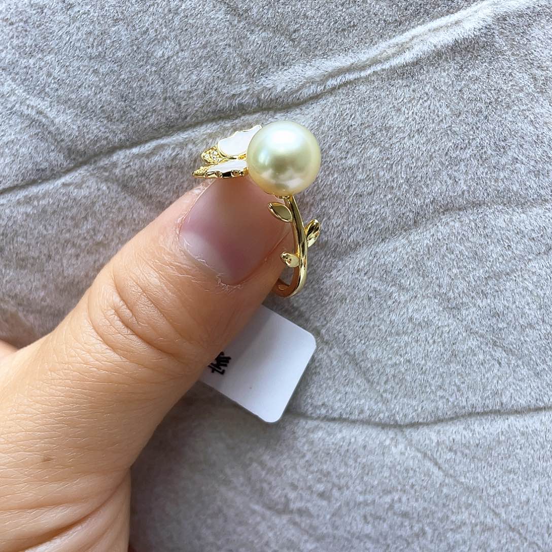 海水珍珠戒圈银S925镶嵌