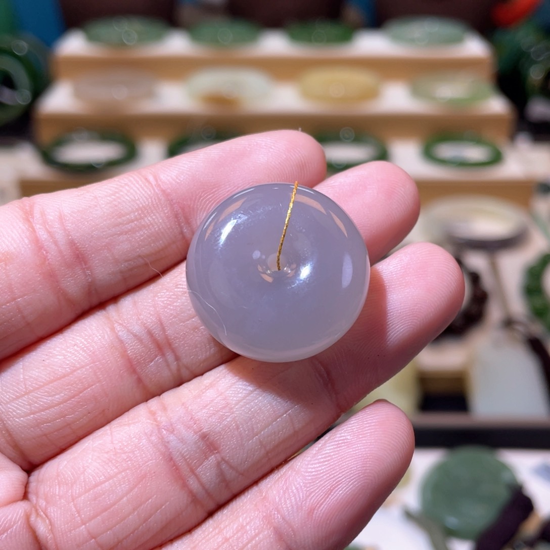 和田玉高冰烟紫平安扣未镶嵌