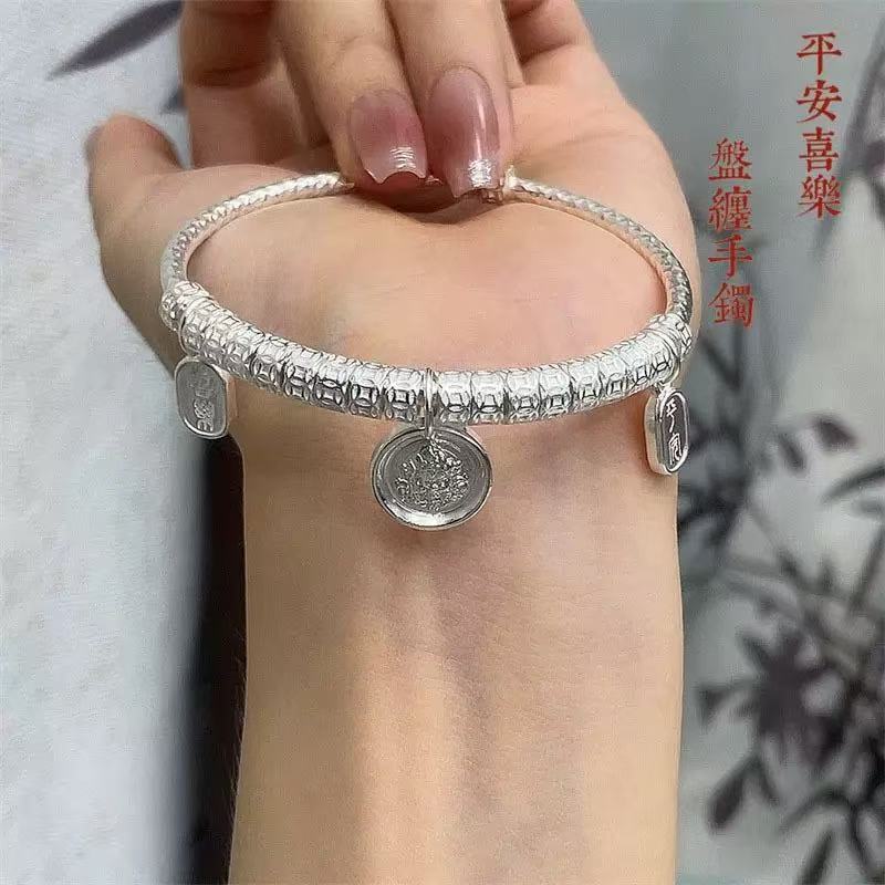 053 平安喜乐黄财神开口盘缠手镯