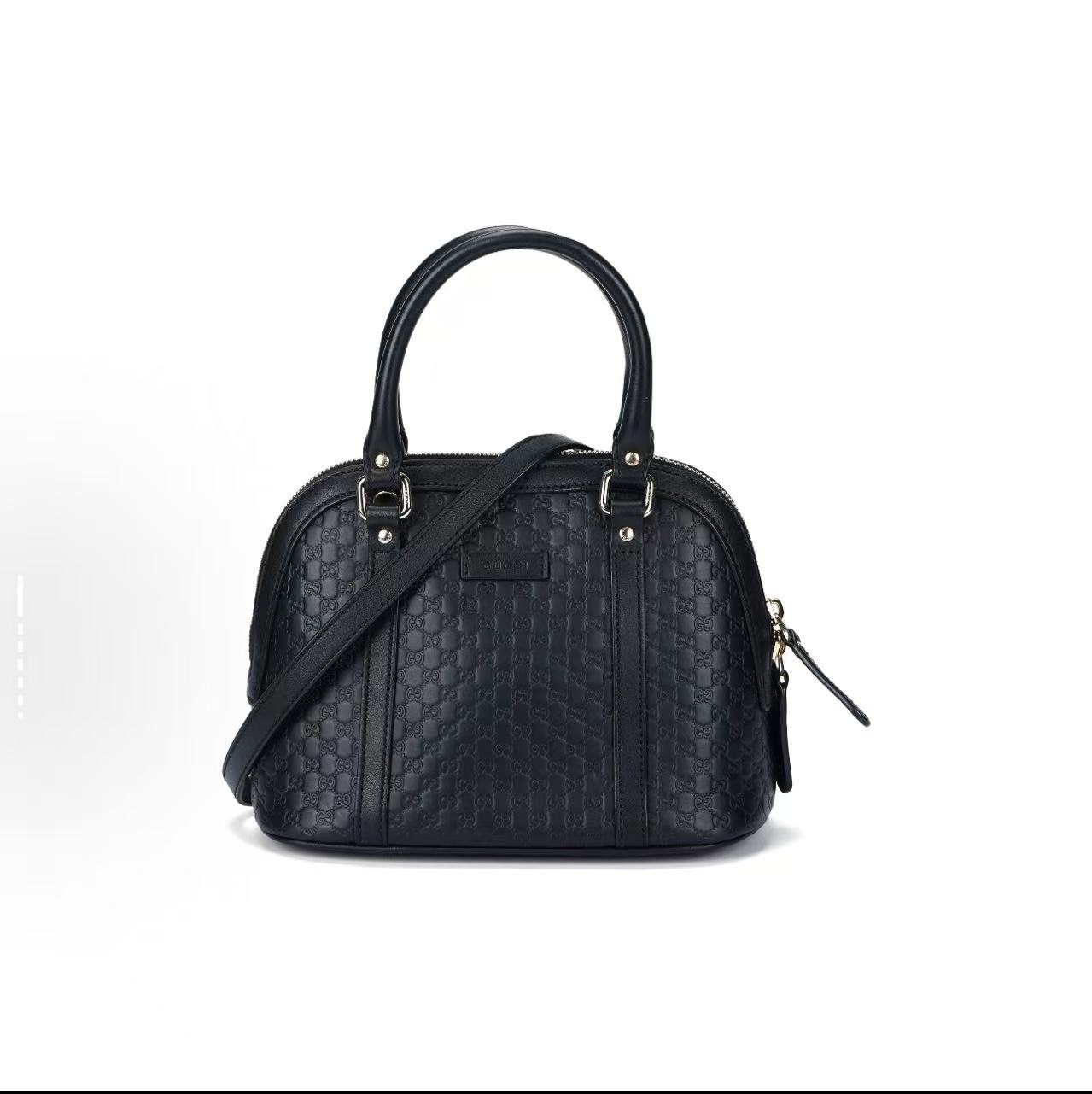 99新 GUCCI/古驰 【TVB识货】古驰全皮黑老花压纹 贝壳包
