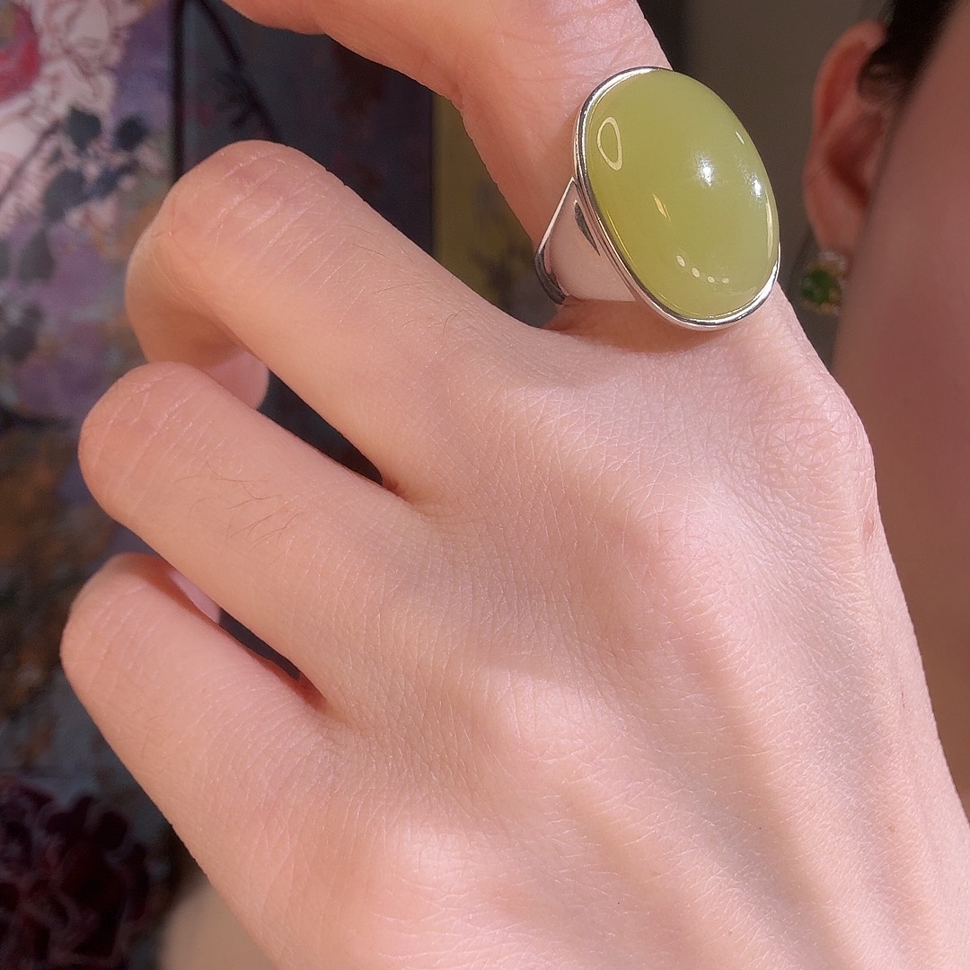 和田玉银S925镶嵌戒指