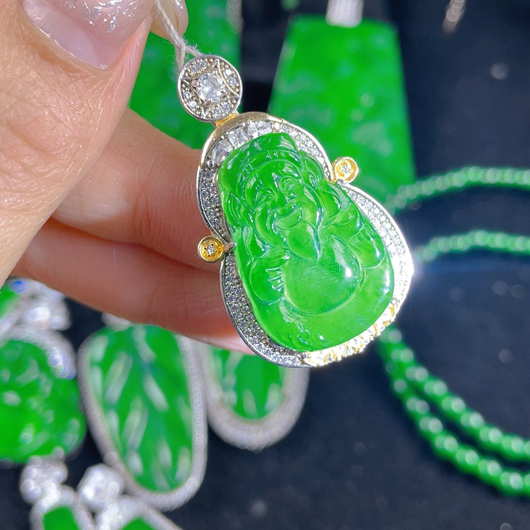 翡翠吊坠(不含链)银S925镶嵌