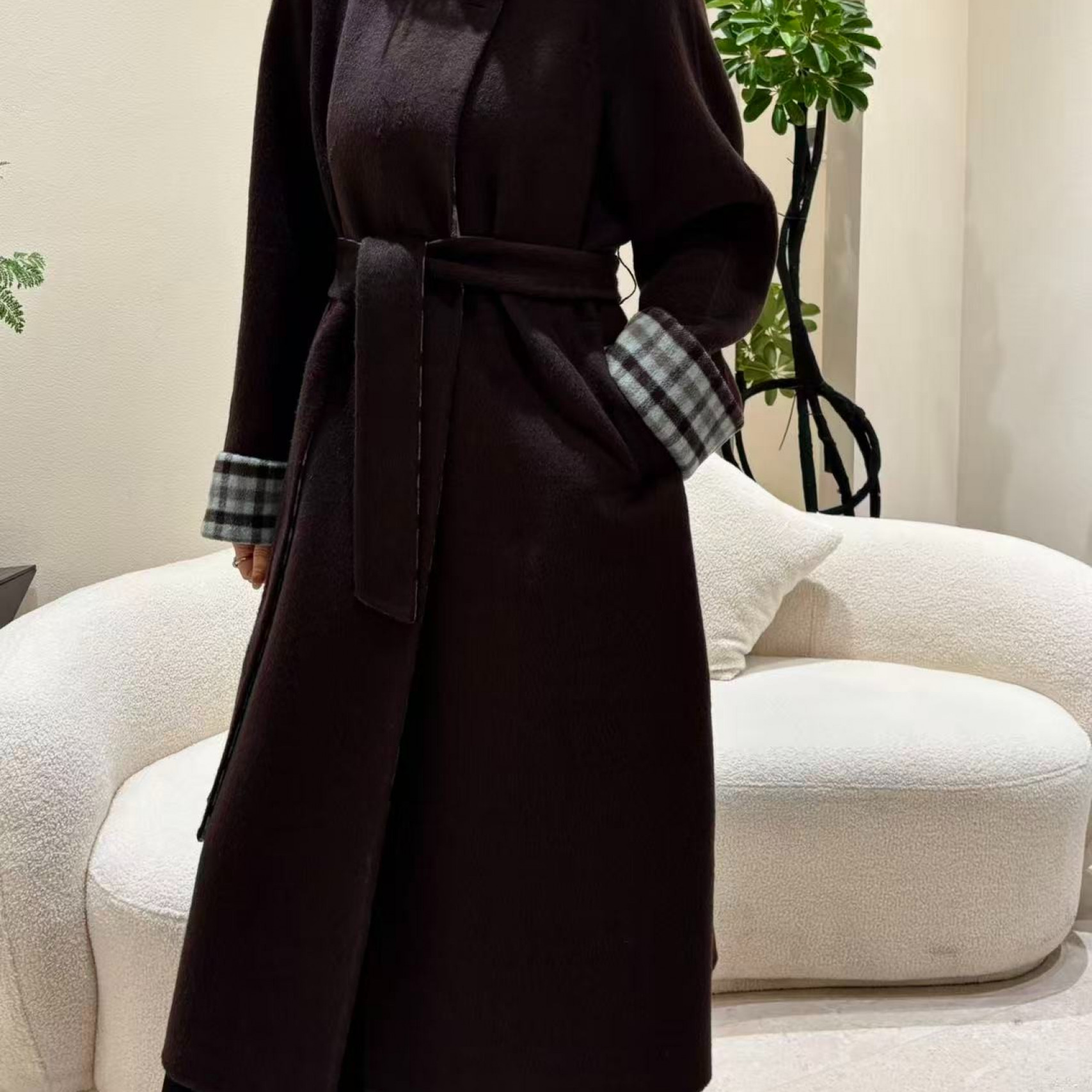 【赛姐高奢】女士长毛大衣气质时尚设计师百搭宽松秋冬长款C393