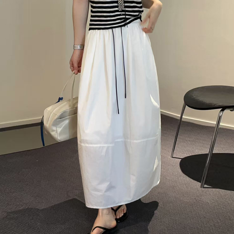 sommy正品181工装半身裙女2025夏季薄款显瘦简约纯色中长蓬蓬裙韩