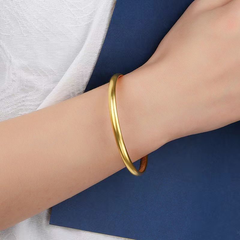 合金手镯 宽面传承手镯女款时尚百搭经典实心磨砂