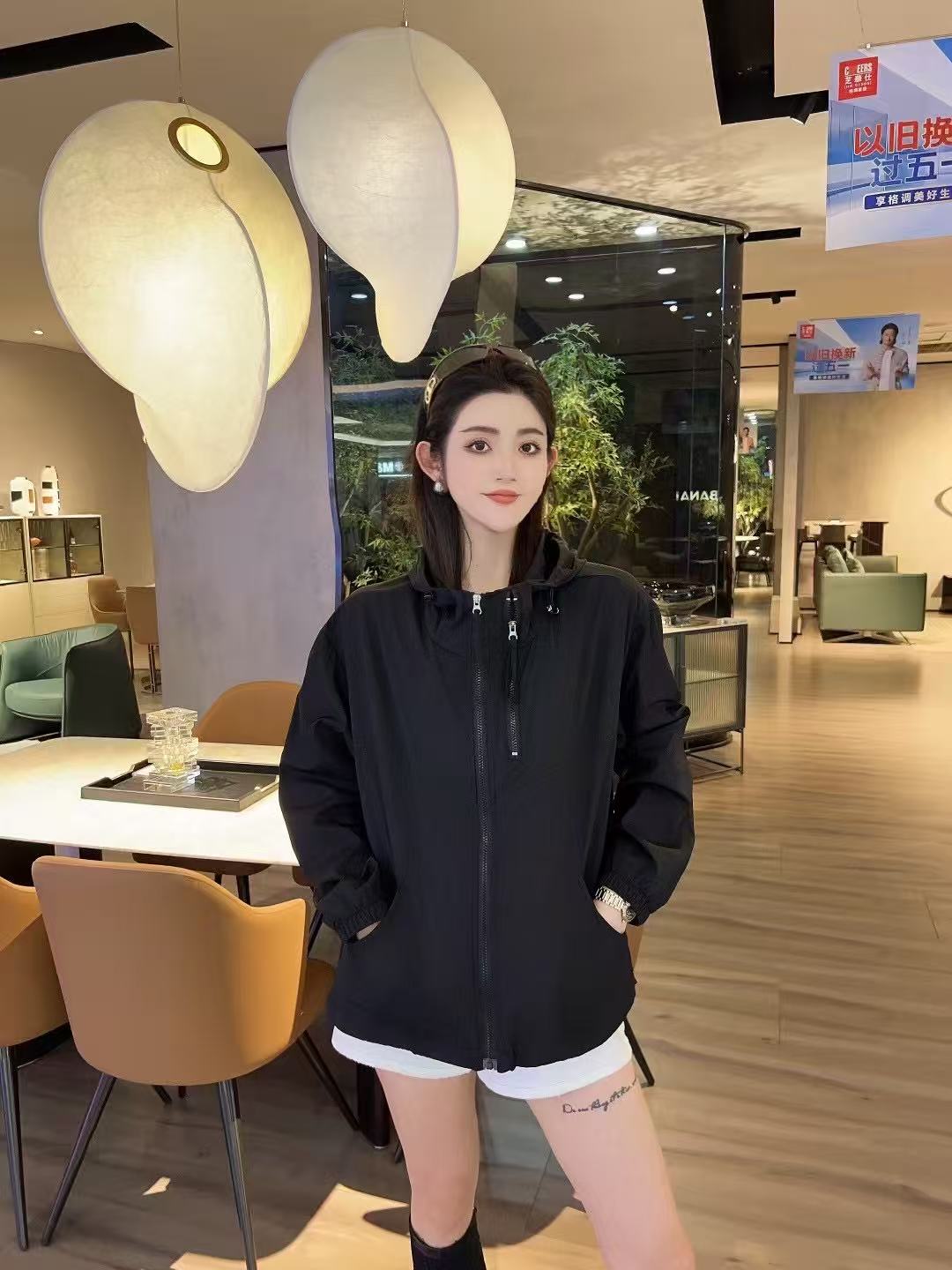 2025新款双拉链连帽防晒衣女款夏季宽松时尚轻薄宽松防晒外套803