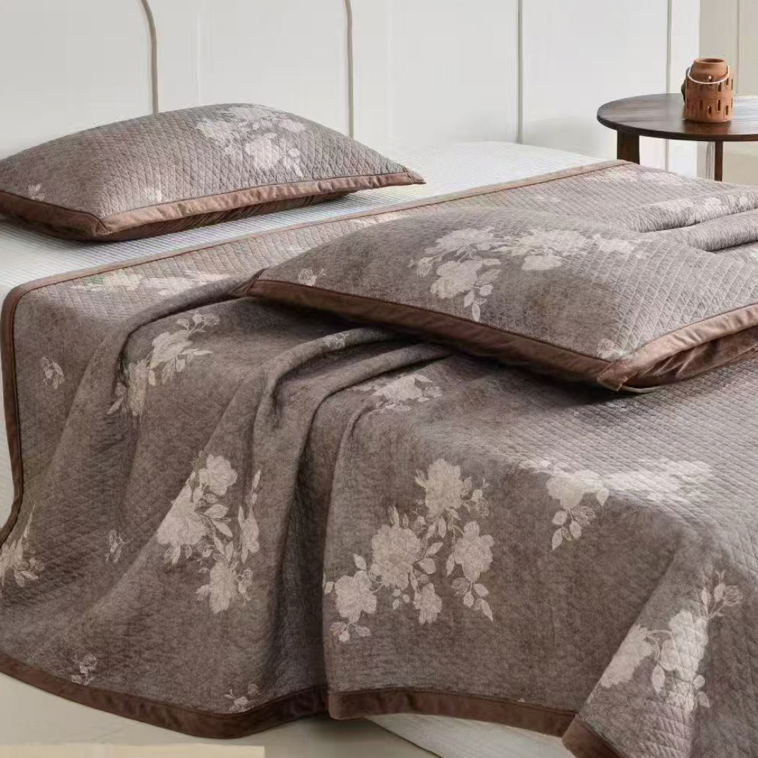 棉花芯双层纱水洗床盖三件套230*250微瑕～H508