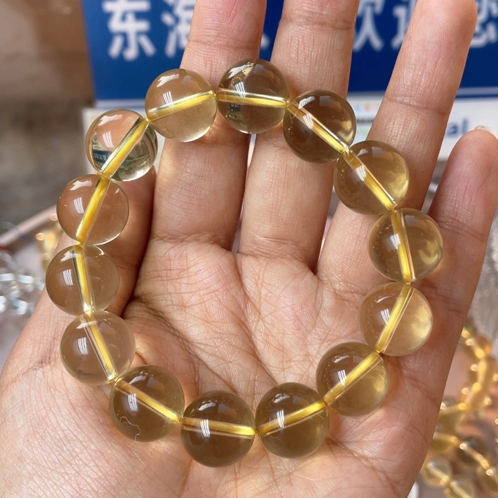 水晶手串未镶嵌纯净体黄水晶