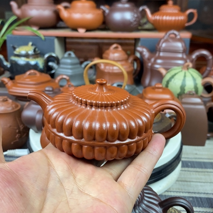 紫砂茶壶筋纹周盘150Cc原矿赵庄朱泥特价