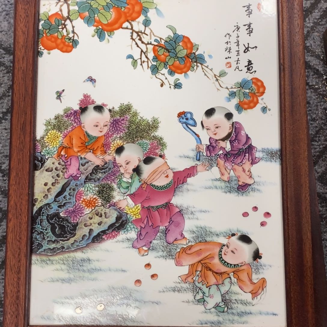 瓷片37*28 景德镇瓷板画柴窑烧制