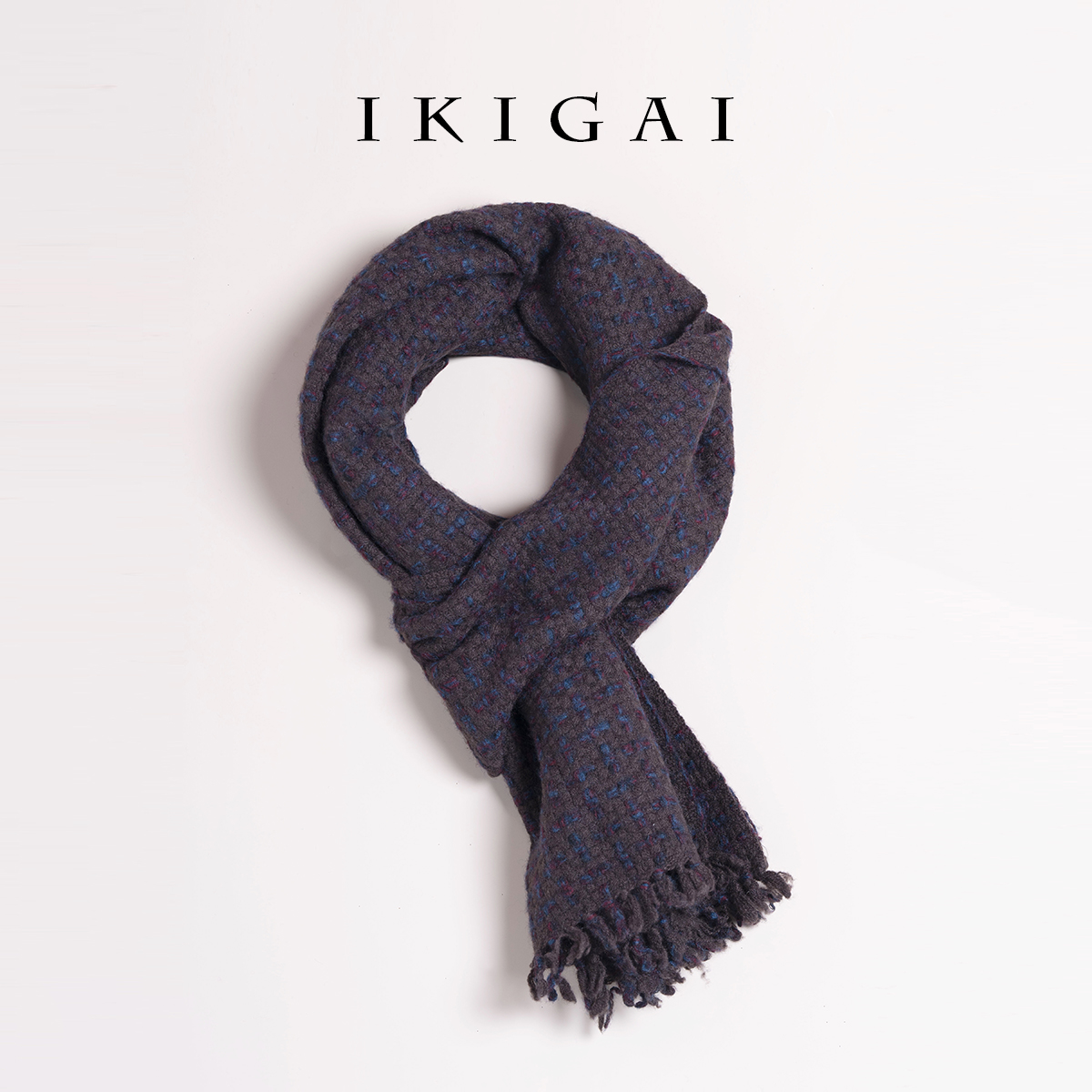 ikigai  小香风粗纺编织山羊绒围巾