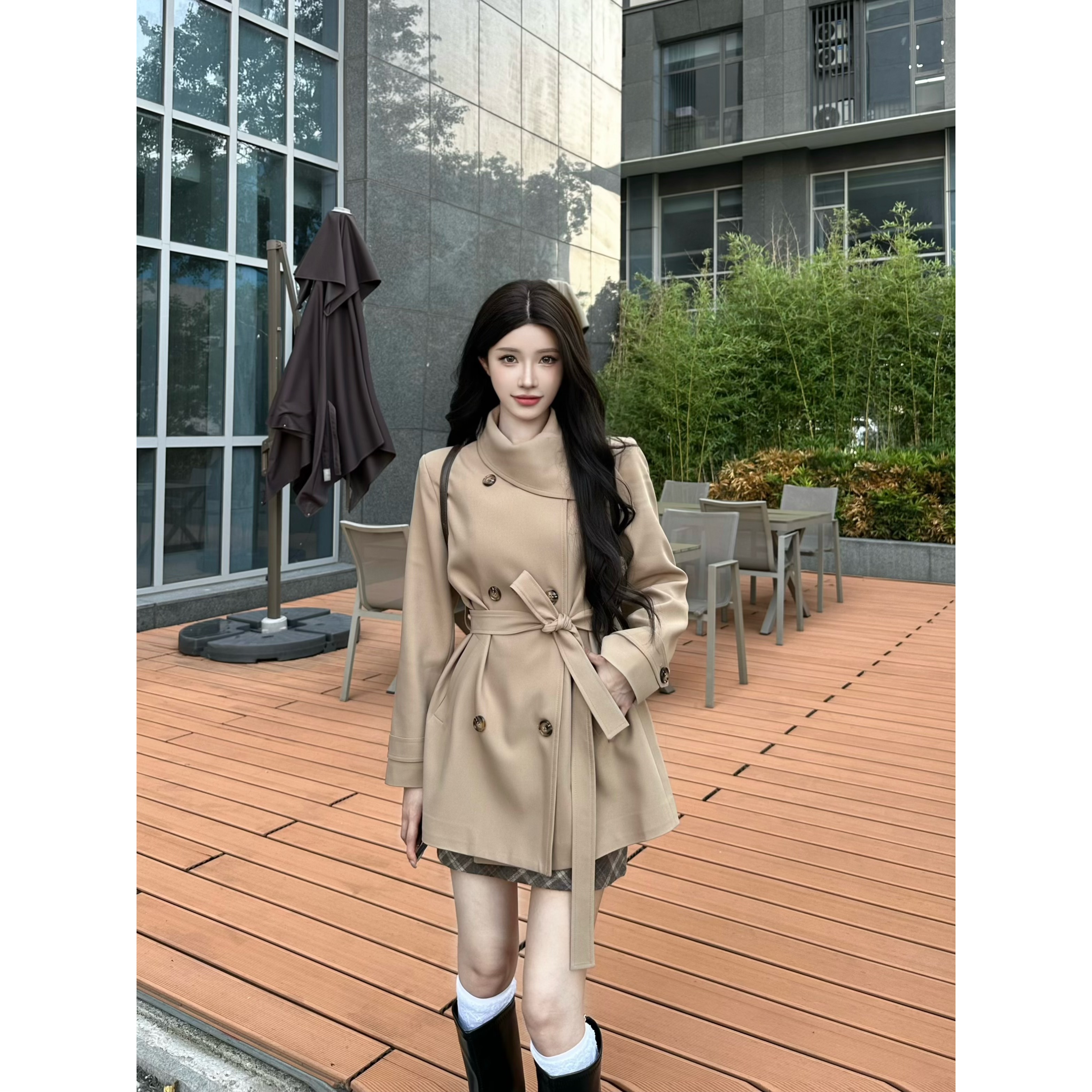 2025秋冬新品风衣短款夹棉气质显瘦收腰外套百搭小个子休闲设计师