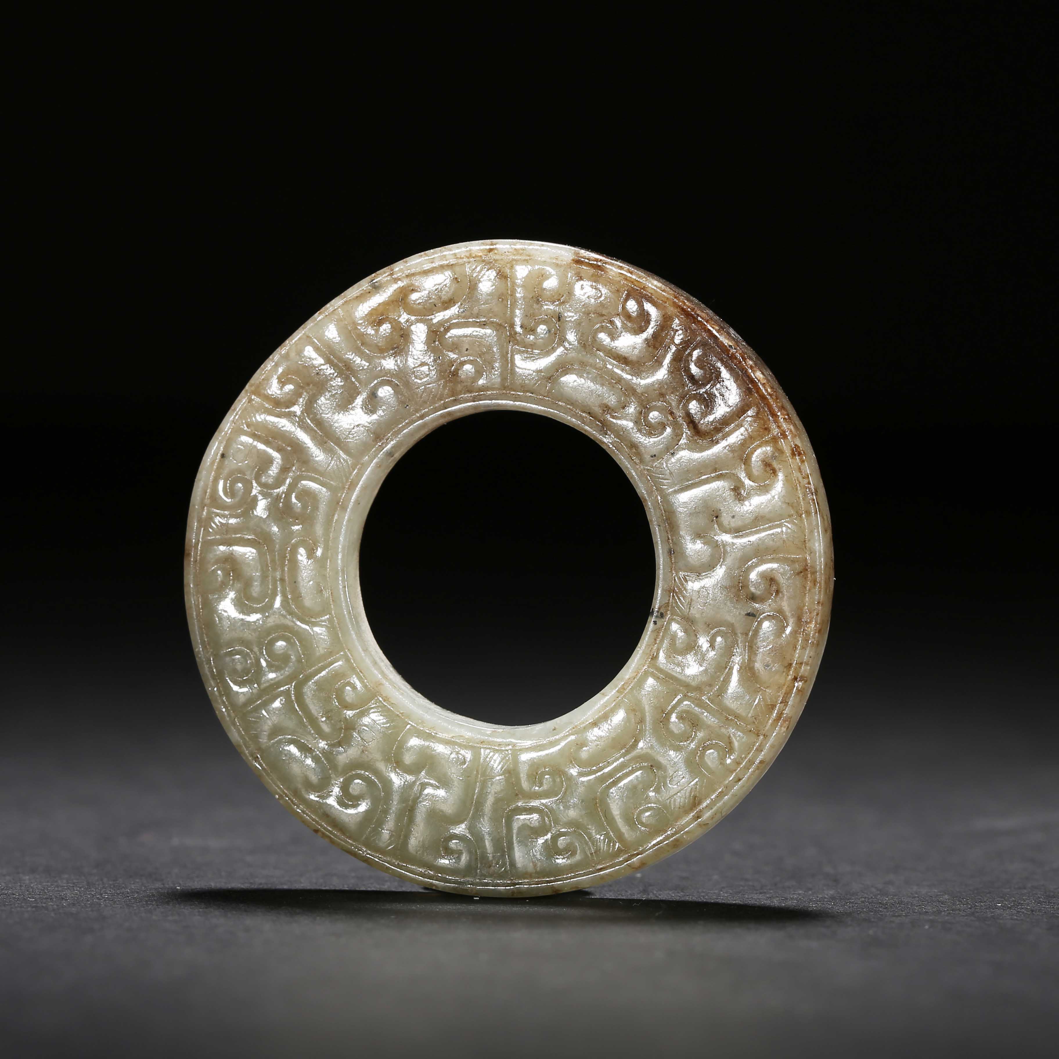 明代/白玉红沁卷云纹环/JCY25041615/收藏/【济文阁】