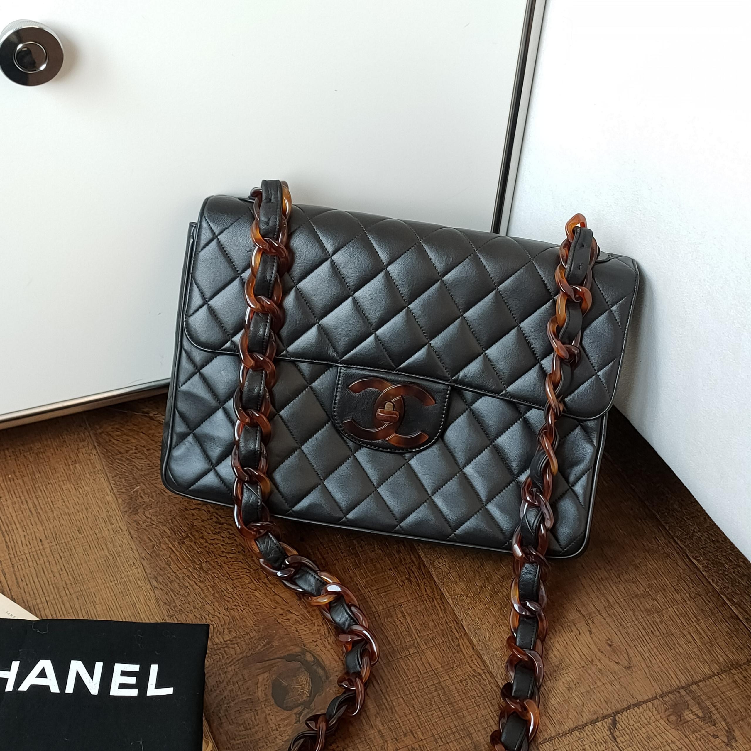 95新 Chanel/香奈儿 【24期免息】黑色牛皮玳瑁贝嫂30单肩包52427