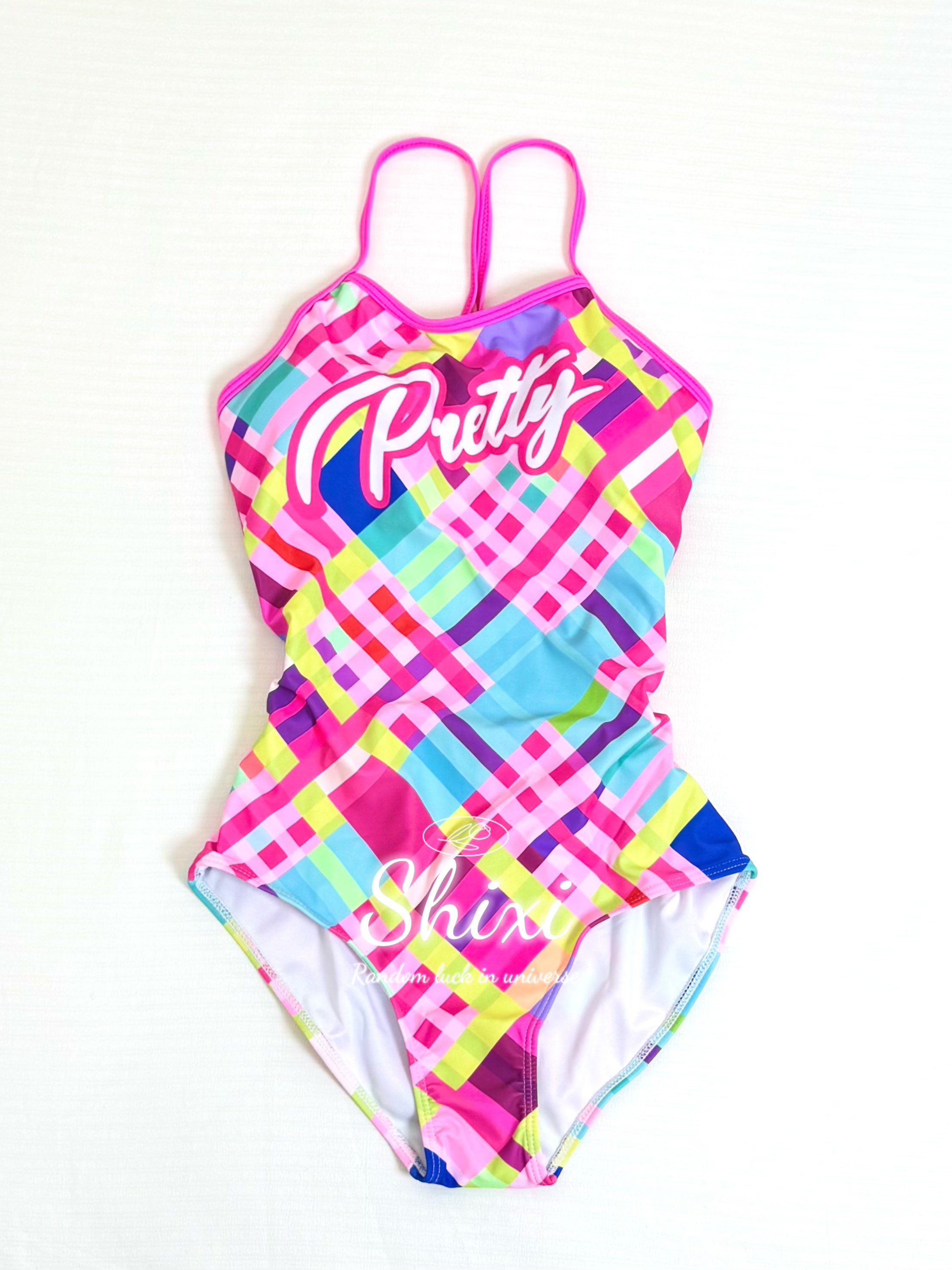 芭比丨双层可拆卸胸垫低开叉撞色绑绳辣妹专业竞速连体三角泳衣女