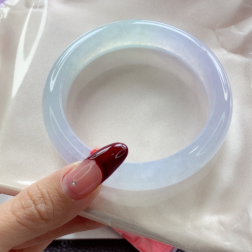 【闪购商品】翡翠手镯未镶嵌56.7 冰紫透双眼皮 灵