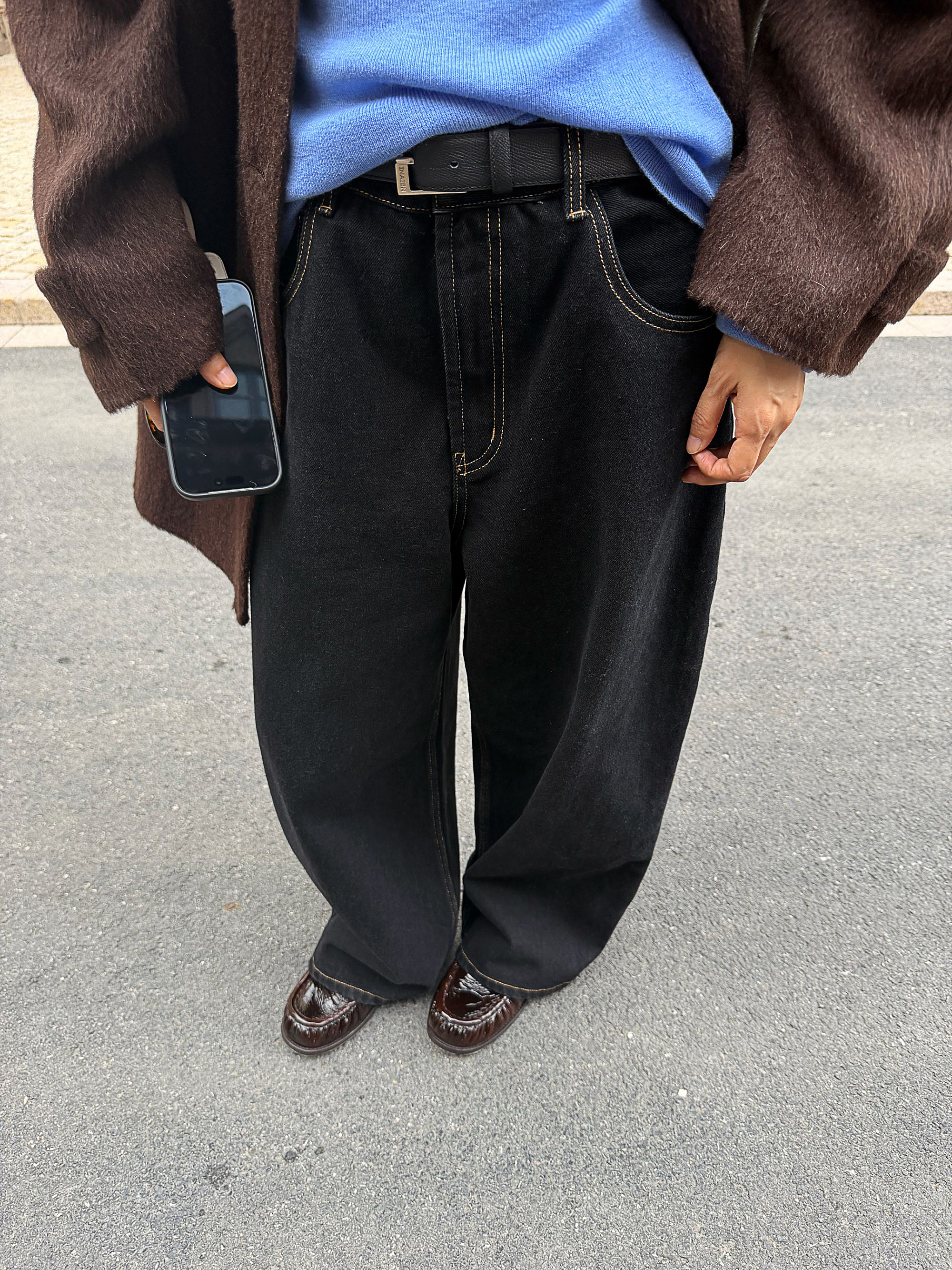 INAIEN “牛仔神裤”100%棉时尚休闲百搭微弯刀宽松萝卜裤L1573