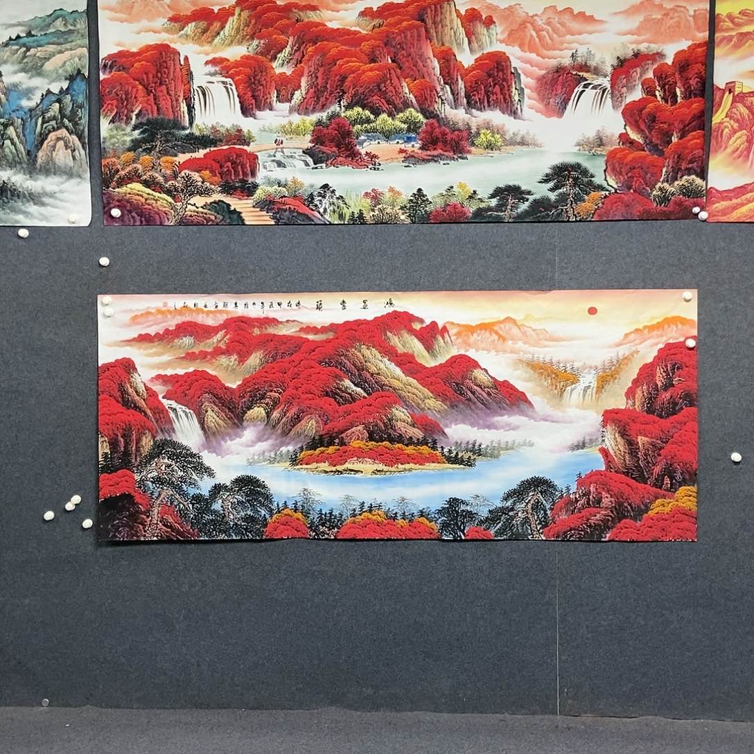 国画小八尺山水一副