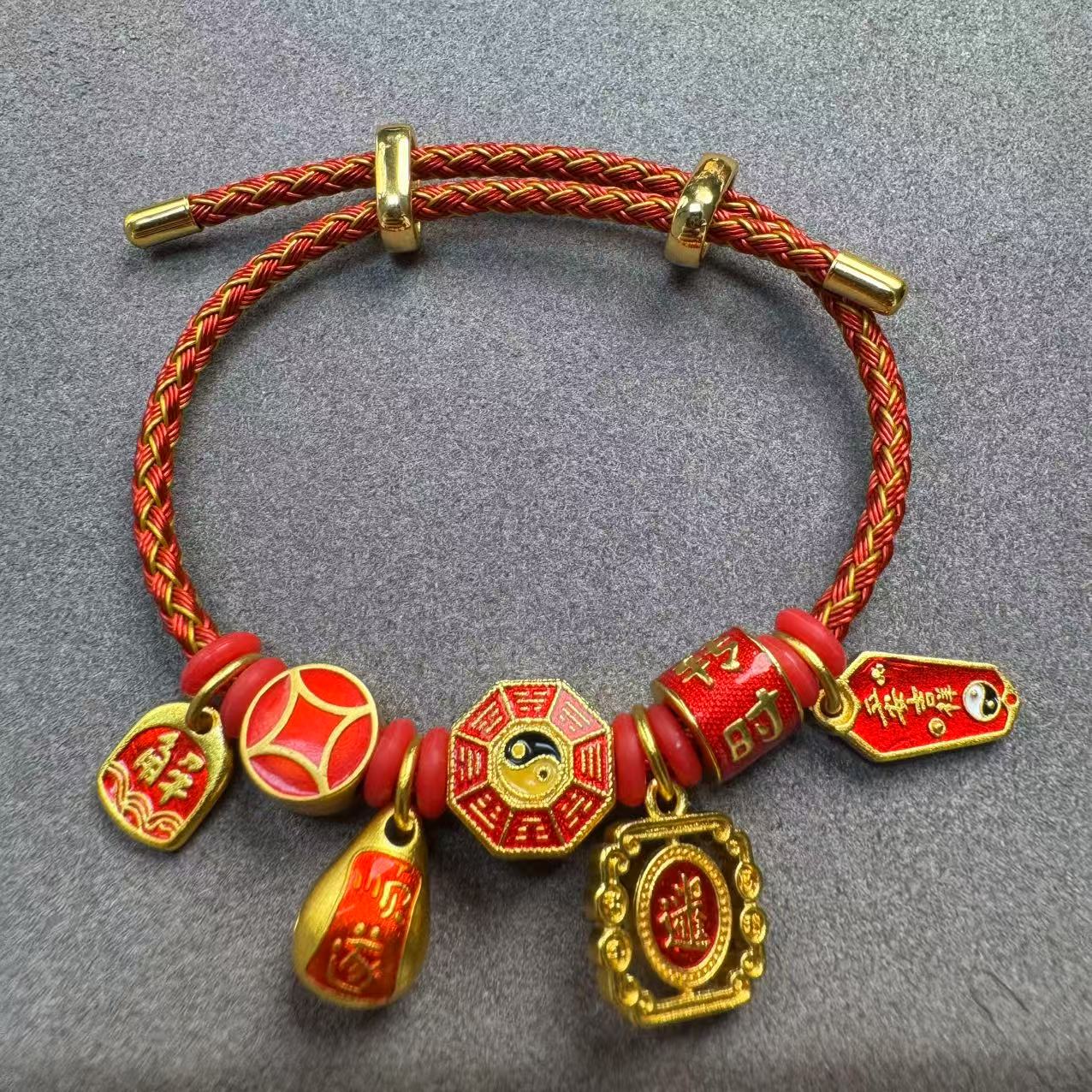 钨合金手链 850DIY平安吉祥时来运转手链编织国风发财