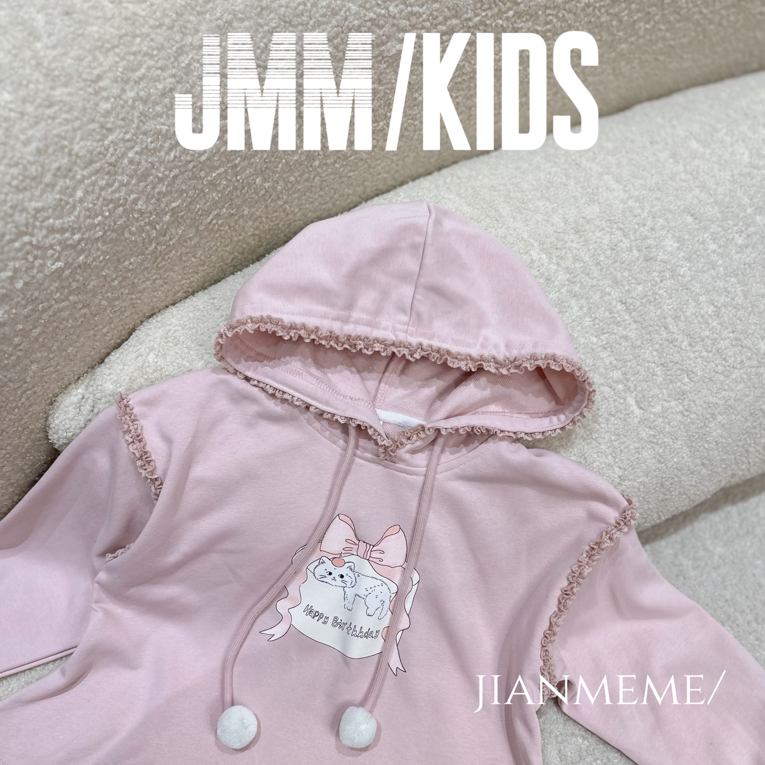 F156女童印花卫衣蕾丝拼接长袖上衣中大童洋气连帽