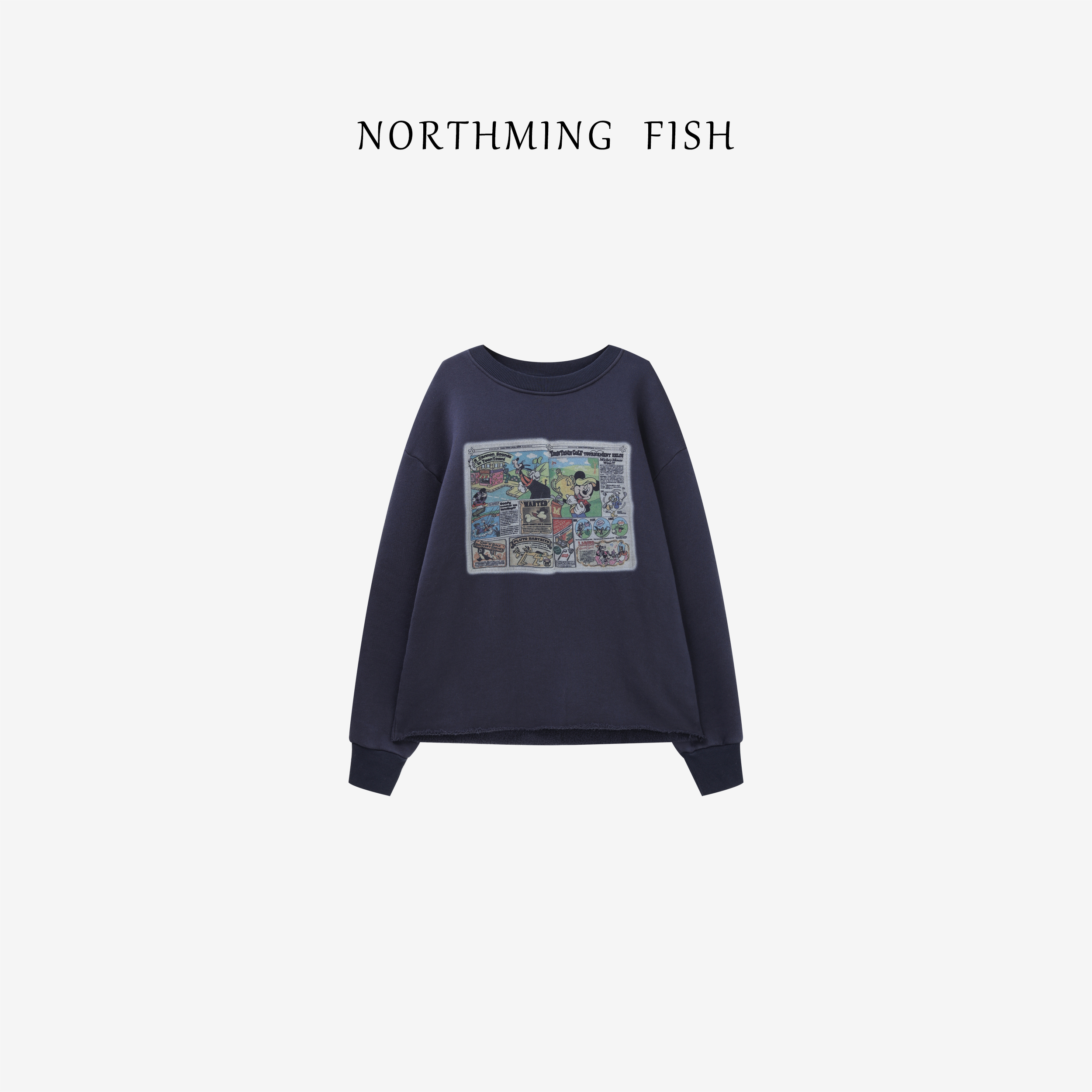 NorthMing fish「梦幻迪士尼」可爱俏皮 洋气迪士尼印花圆领卫衣