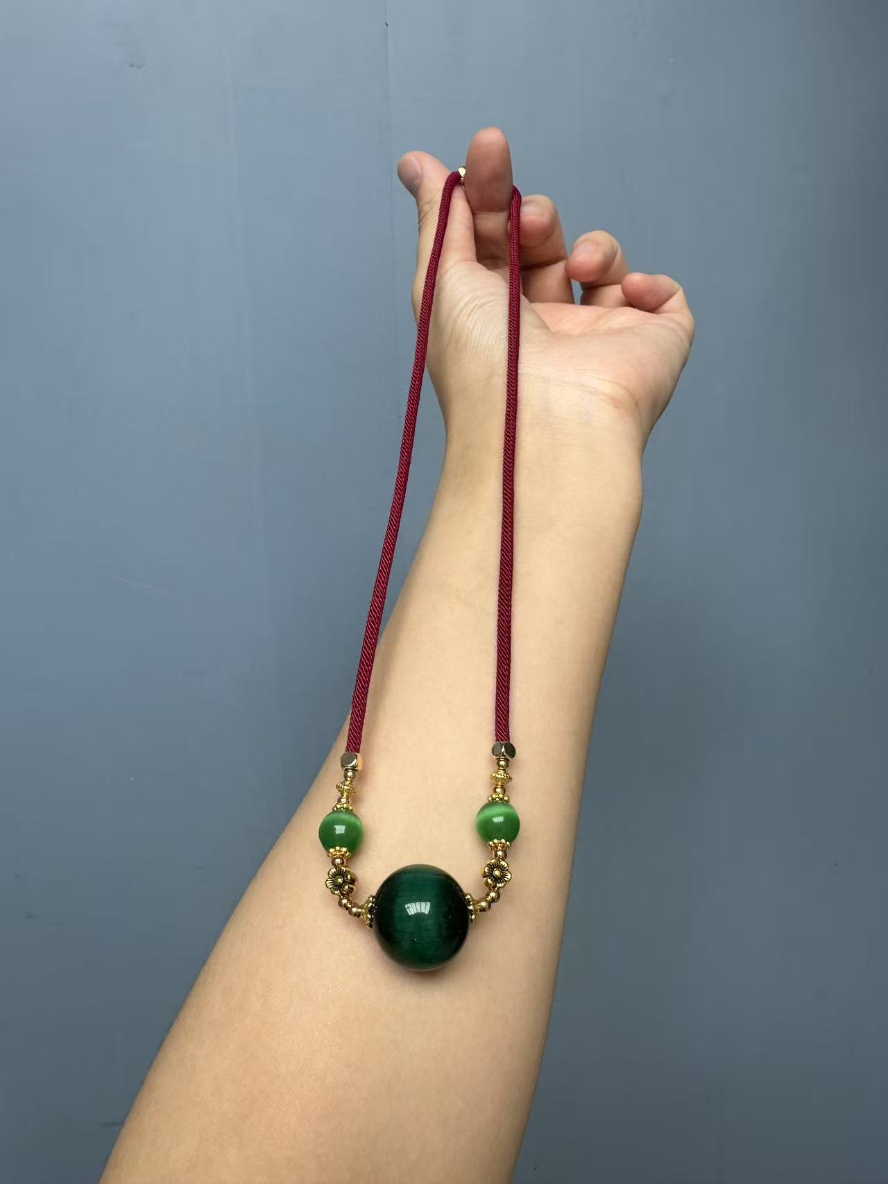 碧玺14k微笑单珠项链吊坠