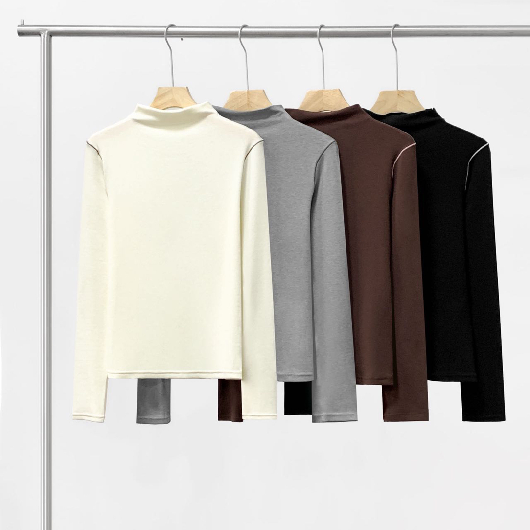 【羊毛发热肌底衣】秋冬半高领修身显瘦百搭长袖T恤打底衫