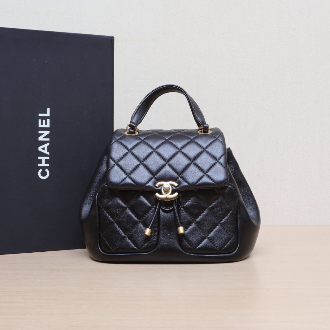 99新 Chanel/香奈儿 珊珊专属芯片开金扣23k隐藏经典菱格纹双肩包