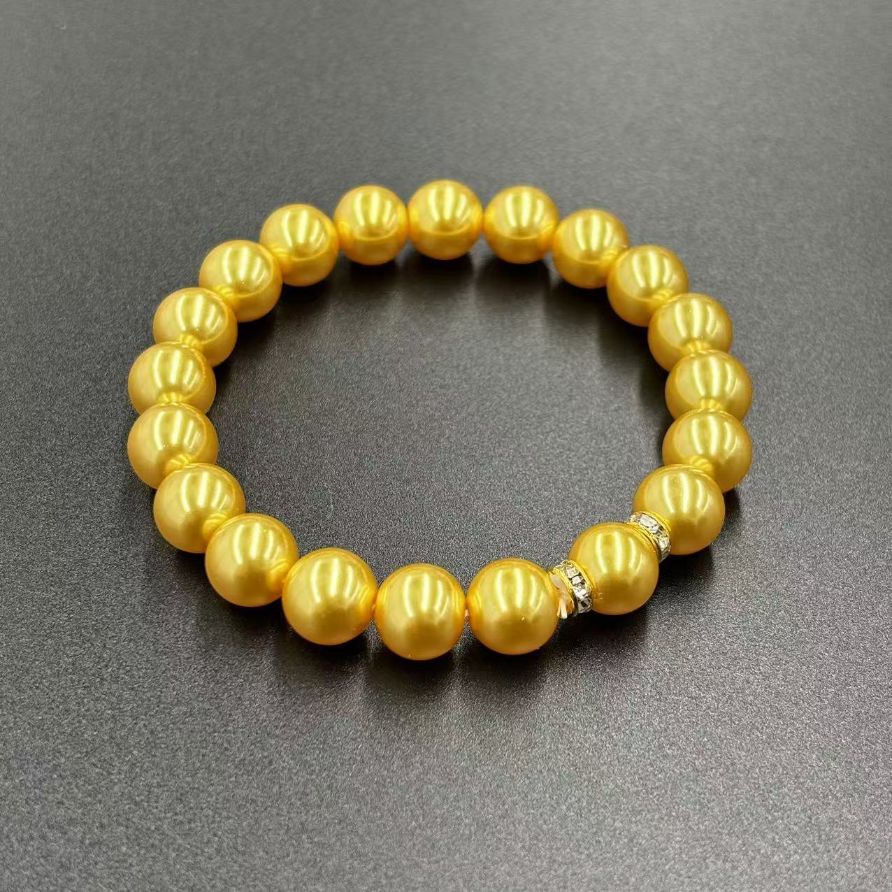 【符老板】s1051-轻奢气质设计款香槟金圆珠贝珠手串-赠礼盒