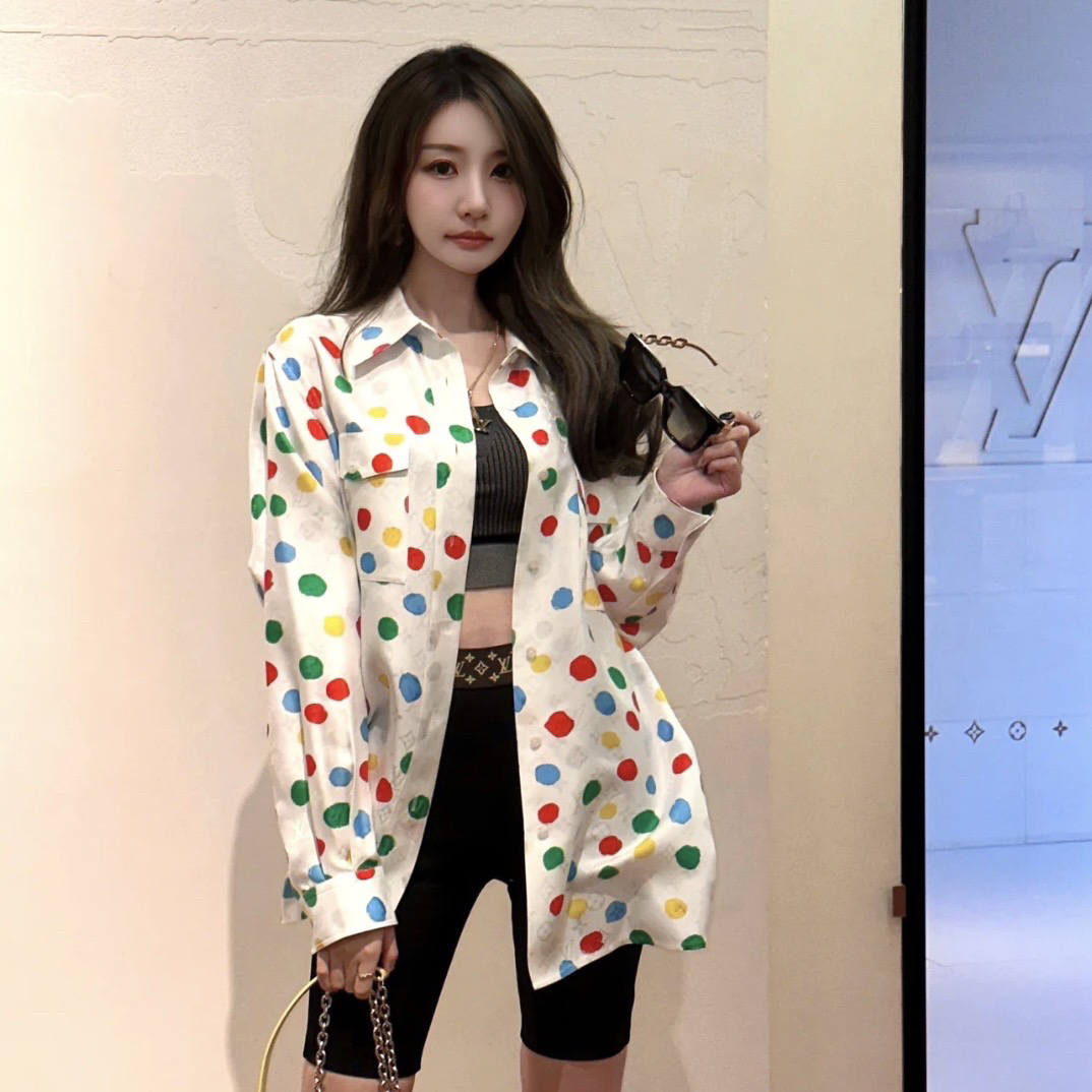 未使用 LouisVuitton/路易威登 D500806/草间弥生联名波衬衫/32码