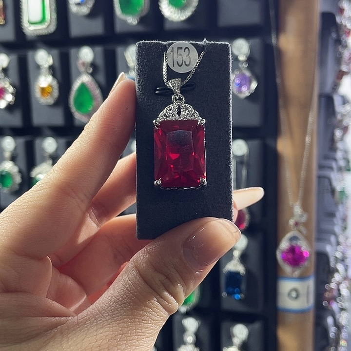 红宝石颈饰银S925镶嵌153