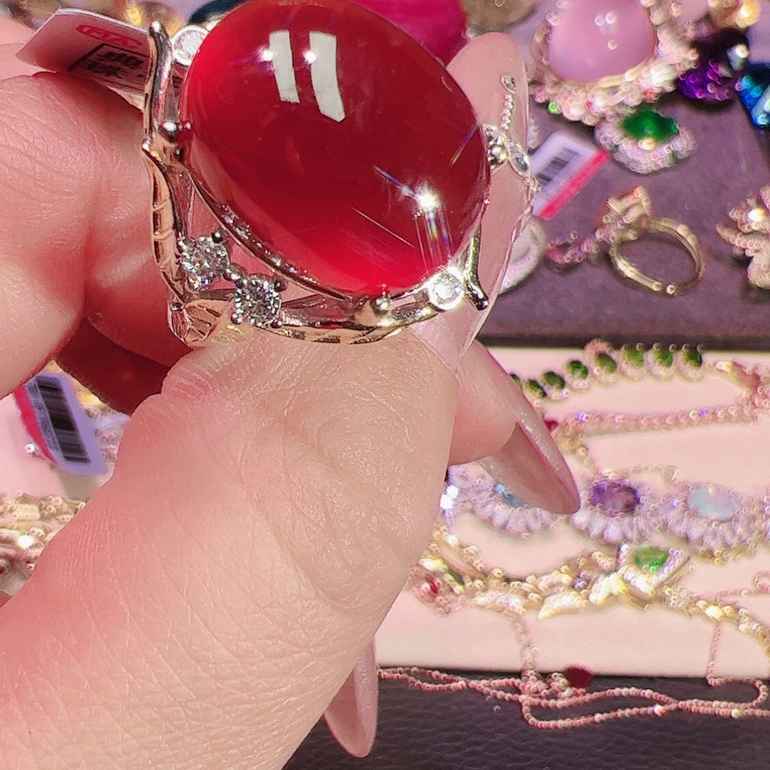 石榴石（芬达石）戒指银S925镶嵌