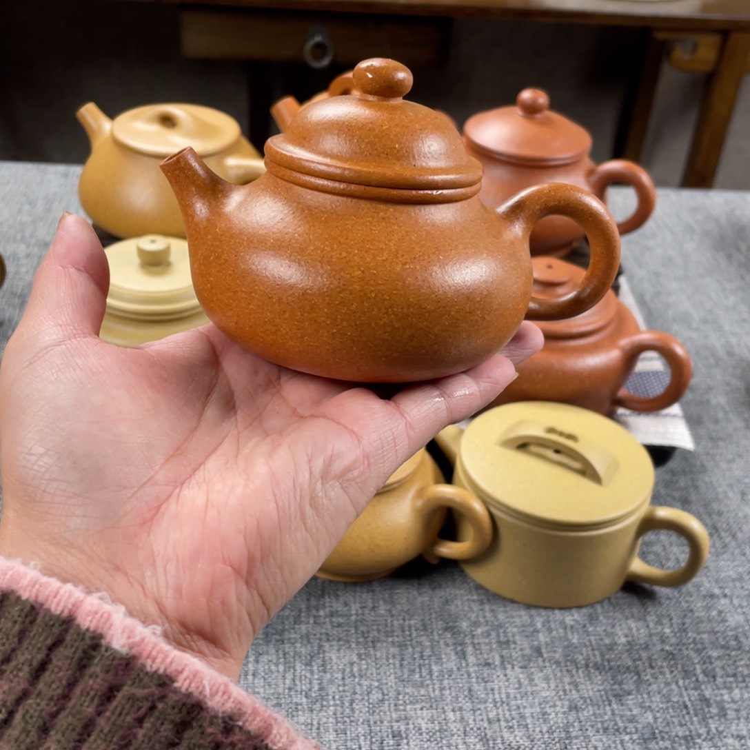 紫砂茶壶老档口金黄段容天全手30目180手工泥