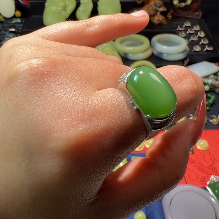 和田玉（碧玉）颈饰银S925镶嵌