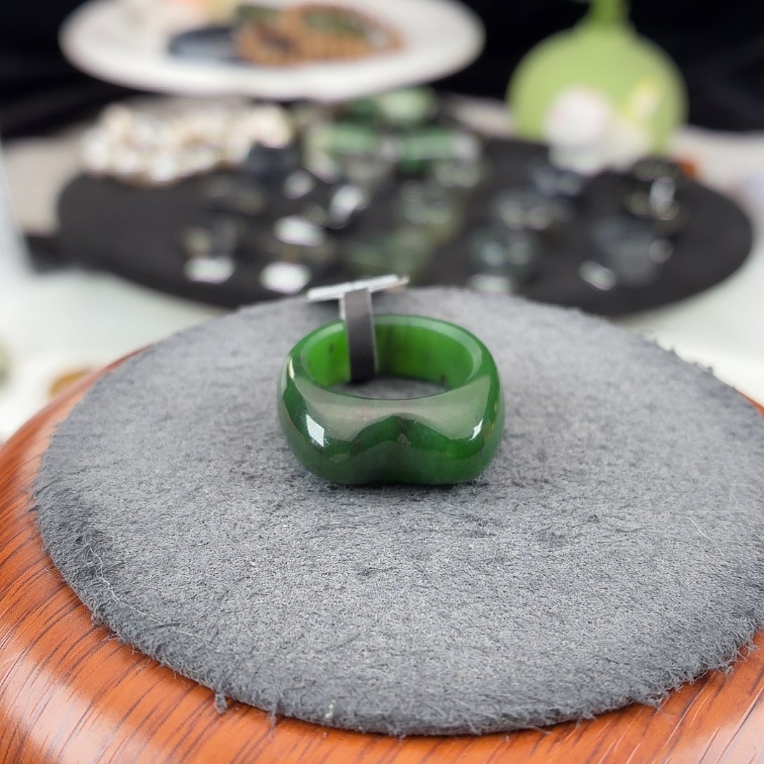 和田玉未镶嵌戒指b155碧玉猫耳17.6不退换