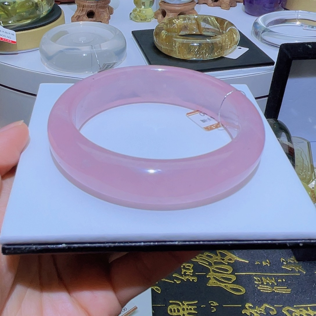 水晶手镯未镶嵌天然粉水晶特价款59圈