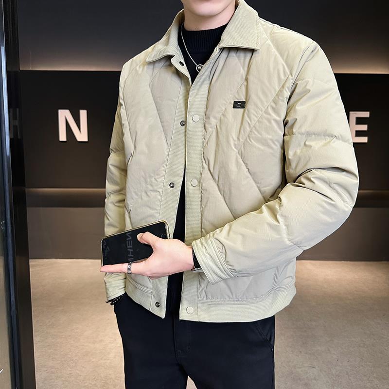 设计感男士羽绒服男款秋冬季新款加厚保暖潮牌翻领休闲白鸭绒外套