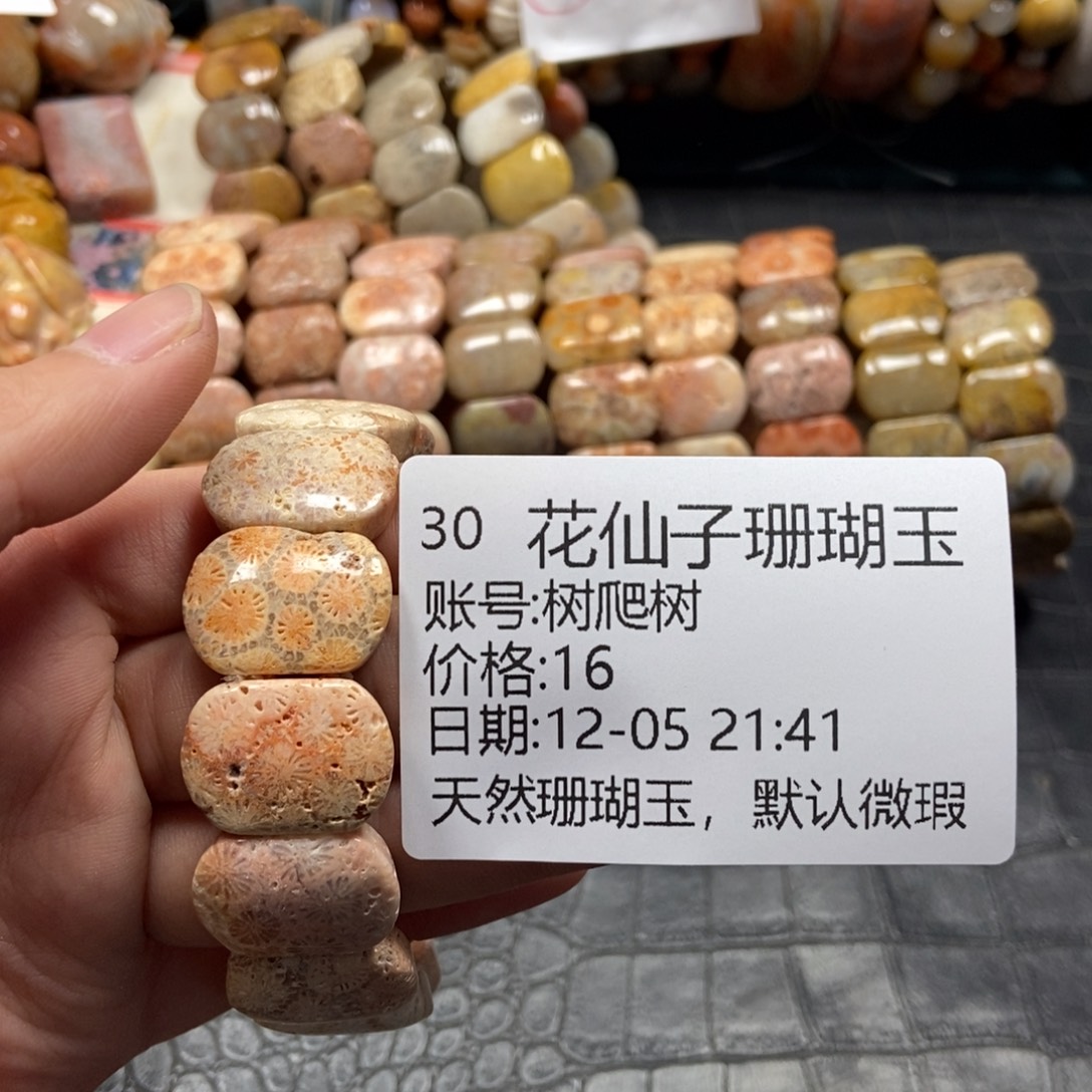 树***树硅化珊瑚（珊瑚玉）未镶嵌手镯30