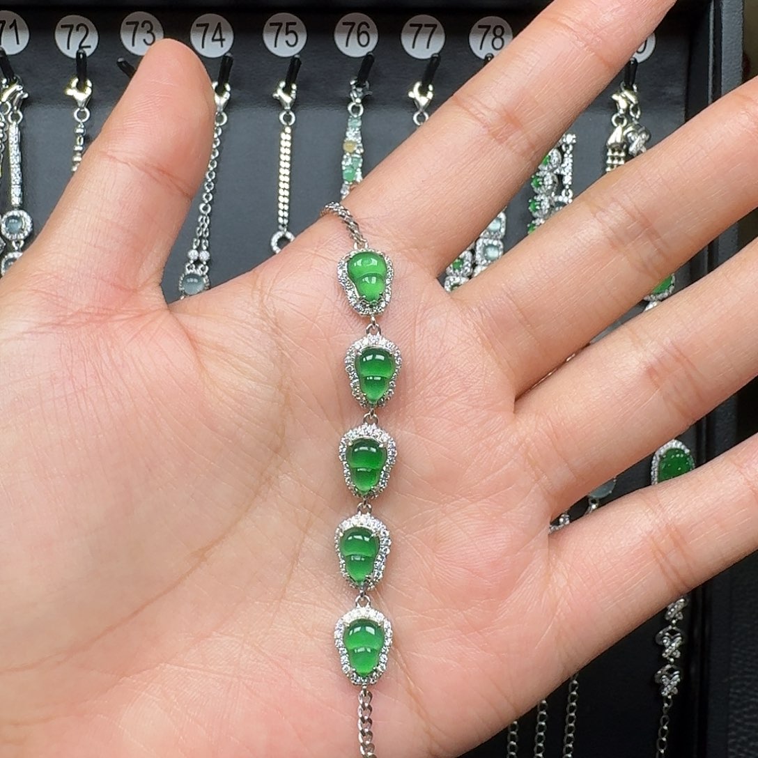 翡翠银S925镶嵌手链